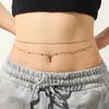 Moda Europea y Americana Joyería Amor Redonda Cadena de Cintura Multicapa para Mujer Mariposa Hueca Grava Apilada Doble Capa Cadena Corporal Sexy