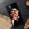 Capa de celular de desenho animado preta para iPhone 15