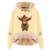 Sudadera con capucha informal elegante y holgada de talla grande para temporada de primavera y otoño, composite de algodón sintético, lana de cordero, hombros caídos, cordón
