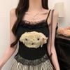 Camisola de encaje con costuras de peluche puro de nuevo estilo para mujer, cinturón con almohadilla para el pecho, espalda hermosa, corte entallado, uso interior y exterior, reducción de edad
