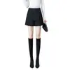 Pantalones cortos irregulares hechos a medida para mujer, nuevo estilo de otoño, pantalones de pierna ancha adelgazantes de estilo panel, cintura alta, adecuados para usar con botas, para mujeres petite