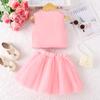 Amazon Comércio Exterior Transfronteiriço Conjunto de Duas Peças Europeu e Americano para Meninas: Colete com Estampa Floral Tridimensional e Vestido Princesa de Renda
