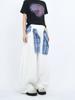 Falda a cuadros retro americana dobladillo casual pantalones deportivos mujer suelto estilo perezoso deportes danza cimitarra pantalones de pierna ancha a la moda