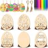 30 Piezas Artesanías de Madera de Pascua Adornos Colgantes Huevos de Madera DIY Decoraciones para Fiesta Decoraciones de Pascua