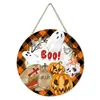 Decorações de porta redondas tridimensionais de madeira maciça personalizadas criativas transfronteiriças para Halloween placa de porta pendurada de madeira