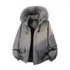 Parka Retro Americana com Gola de Pelo Removível Jaqueta de Algodão para Homens e Mulheres, Casaco de Algodão Espesso Quente de Inverno Jaqueta Versátil com Capuz Tendência