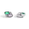 Brincos de Titânio F136 Retangulares Irregulares com Zircônia Studs de Osso da Orelha Corpo em Liga de Titânio G23 Joias para Body Piercing Studs Cocleares