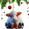 Adorno Navideño Colgante de Vaca de las Tierras Altas Transfronterizo Decoración de Vaca de Dibujos Animados Colgante para Llaves de Coche Mochila