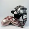 Nuevo Sombrero de Trampero a Cuadros Retro Versátil Cálido con Orejeras de Lana de Cordero Gorra de Piloto Adelgazante a Prueba de Frío Gorro de Esquí