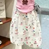 Conjunto de Verão para Meninas 2026 Novo Modelo Camiseta Rosa com Ursinho Infantil Calça Anti-Mosquito com Desenhos em Grafite Conjunto de Duas Peças