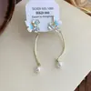 Clip de Oreja con Borla de Perla y Esmalte Azul Goteante Estilo Dulce Coreano Ins Lujo Accesible Pendientes Perforados de Gama Alta