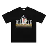 Colección de Camisetas de Manga Corta RHUDE Versión Alta Transfronteriza Vintage Americano Marlboro Streetwear Casual Holgadas para Pareja Cuello Redondo
