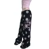 Calça Casual Esportiva Wide-Leg com Cordão Estampa de Bolinhas e Letras Estilo Coreano Retro Tendência Y2K Nova Moda