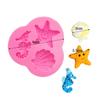 0071 Estrela do Mar Concha Caramujo Cavalo-Marinho Tartaruga Bolo de Chocolate Decorativo Silicone Fontrop Forma de Assar
