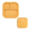 Plato cuadrado delgado de silicona para niños transfronterizo, grado alimenticio, suplemento alimenticio, tazón con ventosa, cuadrado, vajilla para bebé anticaída