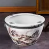 Maceta Cerámica Azul y Blanca Pintada a Mano Estilo Chino de Jingdezhen, Maceta de Loto, Maceta Grande de Jardín, Maceta para Peces Dorados, Maceta para Tortugas, Maceta para Plantar Árboles y Criar Peces