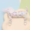 Pingente Fofo de Cachorro Dachshund de Couro Desenho Animado Filhote Pingente de Celular Fivela Dupla Coração Feminino Chaveiro de Bolsa