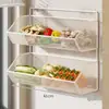 Estante de Almacenamiento para Cocina Montado en la Pared Sin Taladro Cesta Multifuncional para Almacenar Cebolleta Jengibre Ajo Estante Doble Colgante Estante para Verduras y Condimentos