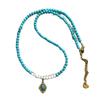 Novo Colar Retro Artístico Chinês Feminino L Azul Turquesa Shell Beads Clavícula Cadeia Luz Luxo Titânio de Alta Qualidade Aço Corrente de Pescoço