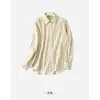 Camisa de Mujer Otoño Nueva Color Bloqueado Manga Larga Estilo Francés Retro Pana Color Café Raya Vertical Cuello Solapa Manga Larga