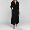 Colección Otoño 2026 Nueva Colección Transfronteriza Moda Femenina Europea y Americana Elegante para el Trabajo Color Sólido Cintura de Corbata Vestido Largo