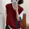 Tricô Solto Gola V Sem Manga Estilo Coreano 26 Nova Coleção Primavera Pulôver de Lã Sintética Colete Camada Roupa Externa para Mulheres