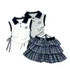 Conjunto de Ropa de Verano para Niñas de 0 a 6 Años Chaleco Elegante para Bebé Camisa Polo Infantil con Cuello Falda Corta Conjunto de Dos Piezas Moderno