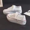 Sapatos Femininos de Lona Branca com Estampa de Grou, Malha de Verão, Estilo Estudante Moderno, Respiráveis, Novos Sapatos de Lona Versáteis com Solado Grosso, Tênis Brancos Casuais