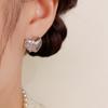 Pendientes de Corazón con Empalme de Metal y Circonita de Moda Estilo Coreano Exquisitos de Lujo Ligero Versátiles de Gama Alta Súper Brillantes para Mujeres