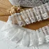 Ribete de encaje de alta gama, materiales para manualidades, adornos de pestañas Lolita, tela, ropa plisada estilo mantel, ribete de volantes