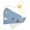Bandana triangular de algodón puro para mascotas, babero bordado de doble cara con bloques de color para bricolaje, lindo accesorio de babero de perro de dibujos animados