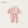 Roupas Infantis Bangxuan Primavera e Outono Novas Roupas Casuais Conjunto de Duas Peças Infantil Camisa Polo Moletom Roupa Esportiva Conjunto para Meninas