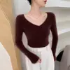 Bai Cai Rong Nuevas Llegadas Otoño/Invierno Primera Línea Ropa Lista para Usar Cuello en V Dobladillo Enrollado Moda Sencilla Manga Larga Holgado Cálido Elegante Versátil Abrigo