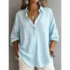 Ropa de mujer transfronteriza Amazon otoño nuevo mujer casual holgada moda color liso manga larga cuello de solapa cárdigan camisa
