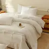 Juego de ropa de cama jacquard de algodón de cuatro piezas estilo wabi-sabi, blanco puro, apto para todas las estaciones, sábana bajera 100% algodón