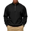 2026 Tamanho Grande Outono e Inverno Pulôver com Zíper Parcial Forrado de Fleece Cor Sólida Moletom Casual Moletom Masculino Cross-Border