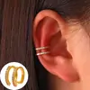 Brincos de clipe de osso da orelha de camada dupla quentes transfronteiriços femininos de cobre com zircônia embutida estilo ins europeu e americano moda personalizada simples