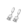Ping An Lock Línea de Oreja Cadena de Oreja Retro Aretes Candado Auspicioso Ruyi Étnico Marea Nacional Borla Larga Aretes Candado Larga Vida Mujer