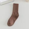 Sapatos Lefu e Meias Femininas Primavera e Outono Cano Médio Cor Sólida Meias Cano Longo Mary Jane Sapatos de Couro Pequenos Meias Empilhadas Meias Femininas