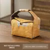 Bolsa para Conjunto de Chá de Seda Xiangyun Espessa Acolchoada de Algodão Estilo Chinês, Bolsa Portátil de Viagem para Armazenamento de Conjunto de Chá com Compartimentos