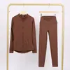 Conjunto de jaqueta com gola alta e calça cropped da marca LULU DF, em estoque, entrega direta, justo, respirável, elástico, com zíper dourado