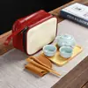 Juego de Té de Viaje Ge Yao Ru Yao Una Tetera Cuatro Tazas Dos Tazas de Espresso Portátil Festival de Medio Otoño Lugar de Negocios Regalo LOGOTIPO