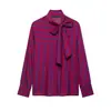 ZA ropa europea y americana transfronteriza, bestseller de AliExpress, moda urbana otoño/invierno, camisa de rayas color block
