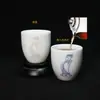 Taza de Té Cerámica Cambia de Color Sensible a la Temperatura para Ceremonia del Té, Taza de Agua de Cerámica Estilo Jade para Té Kung Fu, Taza de Maestro Azul y Blanco Estilo Antiguo con Forma de Sombrero