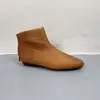 Botas Femininas Vintage Tecidas à Mão 2024 Couro Bovino Camada Superior Bico Fino Botas de Cano Curto de Couro Genuíno para Mulheres