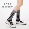 Meias de Cinco Dedos Meia-Alta Outono e Inverno para Mulheres, Meias de Algodão com Listras, Estilo Calcanhar, Meias de Cinco Dedos Esportivas, Meias de Dedos Separados Absorventes de Suor e Quentes