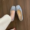Bailarina Vintage Roja Boca Baja Zapatos de una Sola Capa Nuevos para Mujer Gamuza Suave Gentil Zapatos de Frijol con Suela Suave Slip-on Zapatos de Cucharón