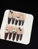 Preto Dourado KTCute KT Doce Estilo Cool 30 Peças Unhas Postiças Olho de Gato Estilo Ins Manicure com Estrela Laço