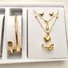 Conjunto de Cinco Piezas Corazón de Plata de Alta Gama Pulsera Abierta Mobius Collar de Corazón con Gota de Agua Doble Capa Aretes Anillo
