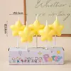Estilo ins decoração de bolo de aniversário de desenho animado velas flores chapéus de festa urso de pelúcia rosto sorridente corações velas de aniversário infantil